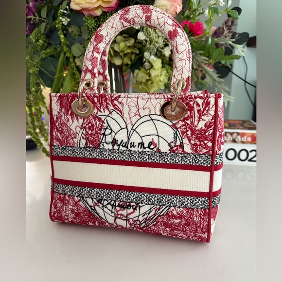 CHRISTIAN DIOR Cloth Embroidered M Dioramour D-Royaume Lady D-Lite ~ LIKE NEW - Picture 11 of 15